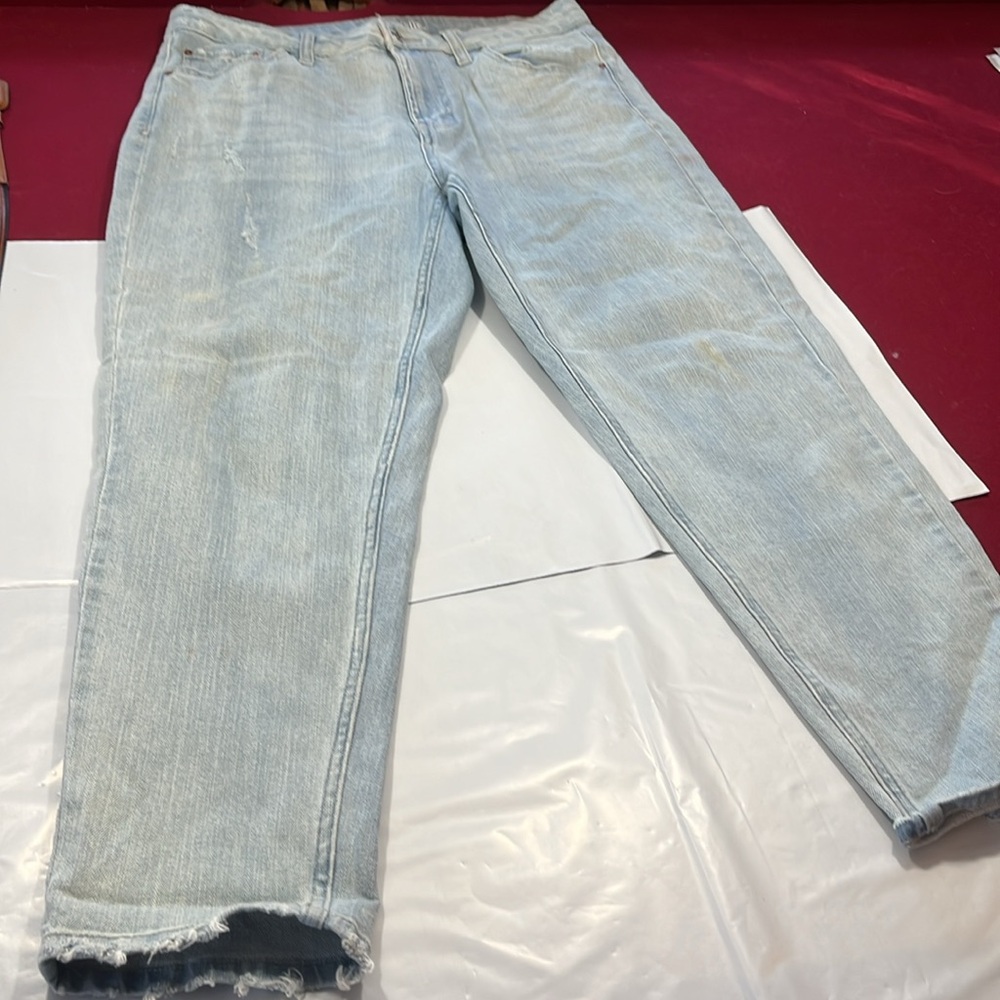 Wild Fable High Rise Mom Jeans Size 12 light blue frayed cuff distressed women’s